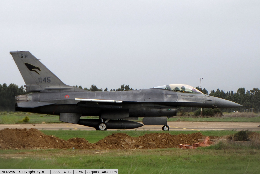 MM7245, General Dynamics F-16A Fighting Falcon C/N 61-614, Note the new rudder