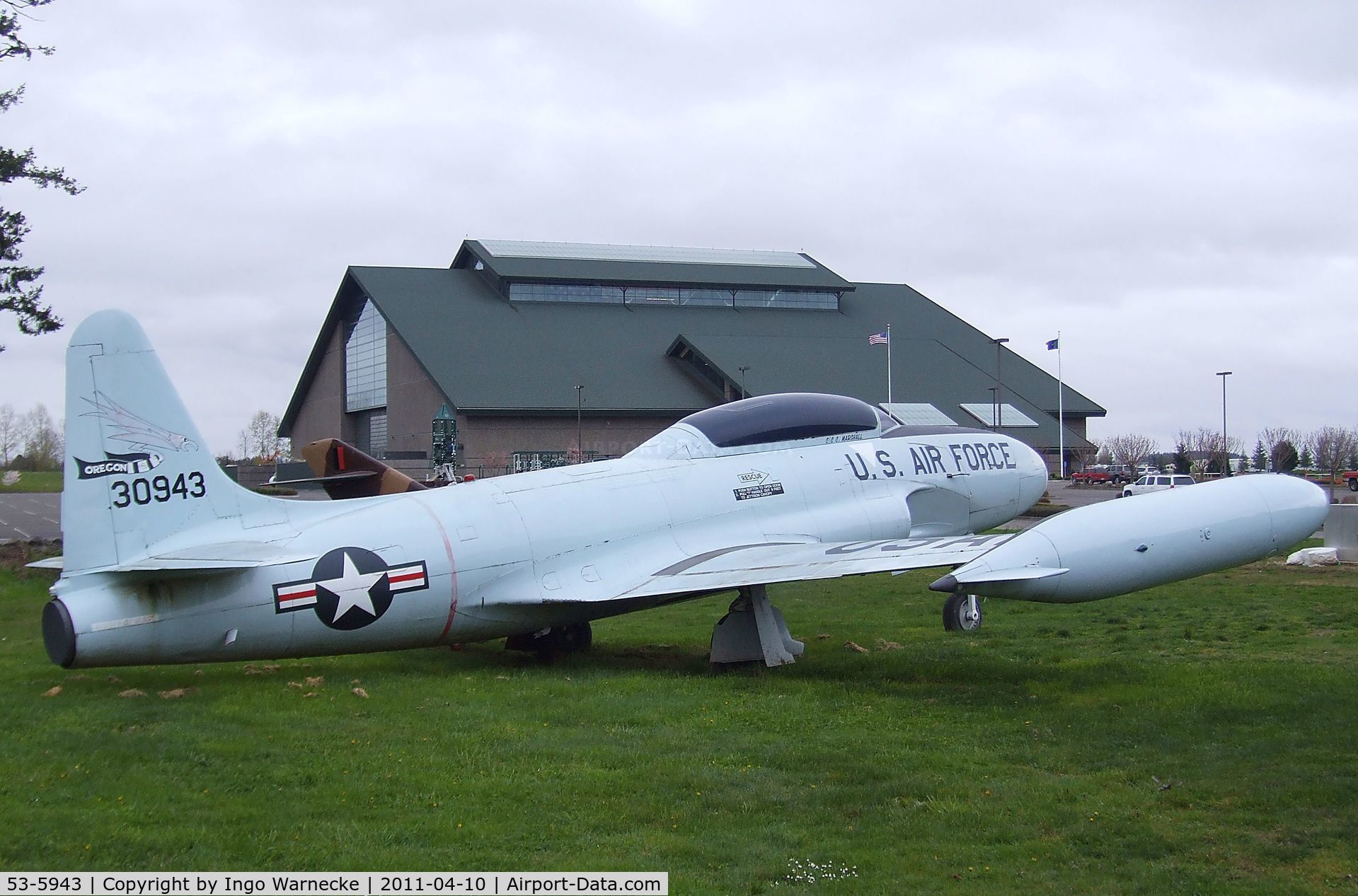 53-5943, 1953 Lockheed T-33A Shooting Star C/N 580-9419, Lockheed T-33A at the Evergreen Aviation & Space Museum, McMinnville OR