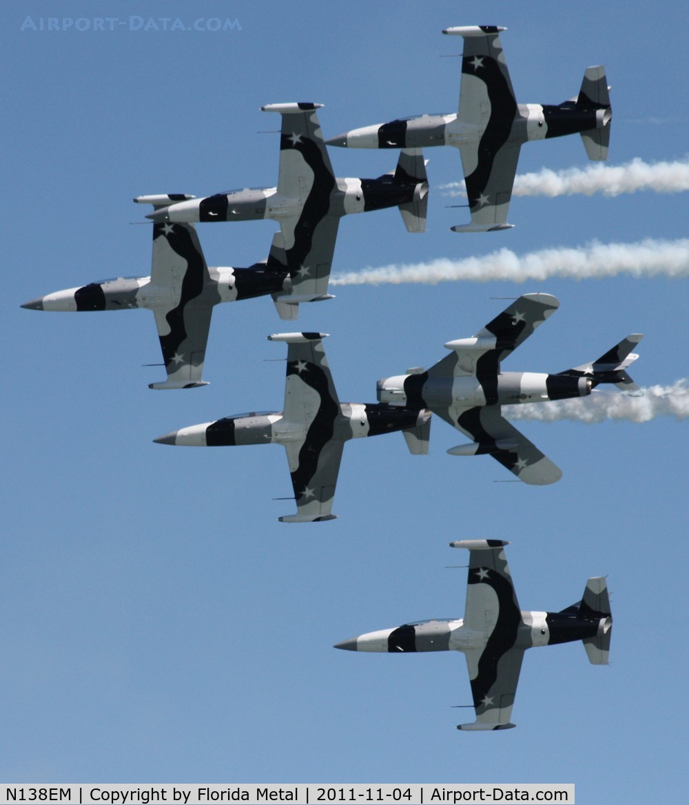 N138EM, Aero L-39 Albatros C/N PA 831106, Black Diamond Jet Team 2011 formation over Cocoa Beach
