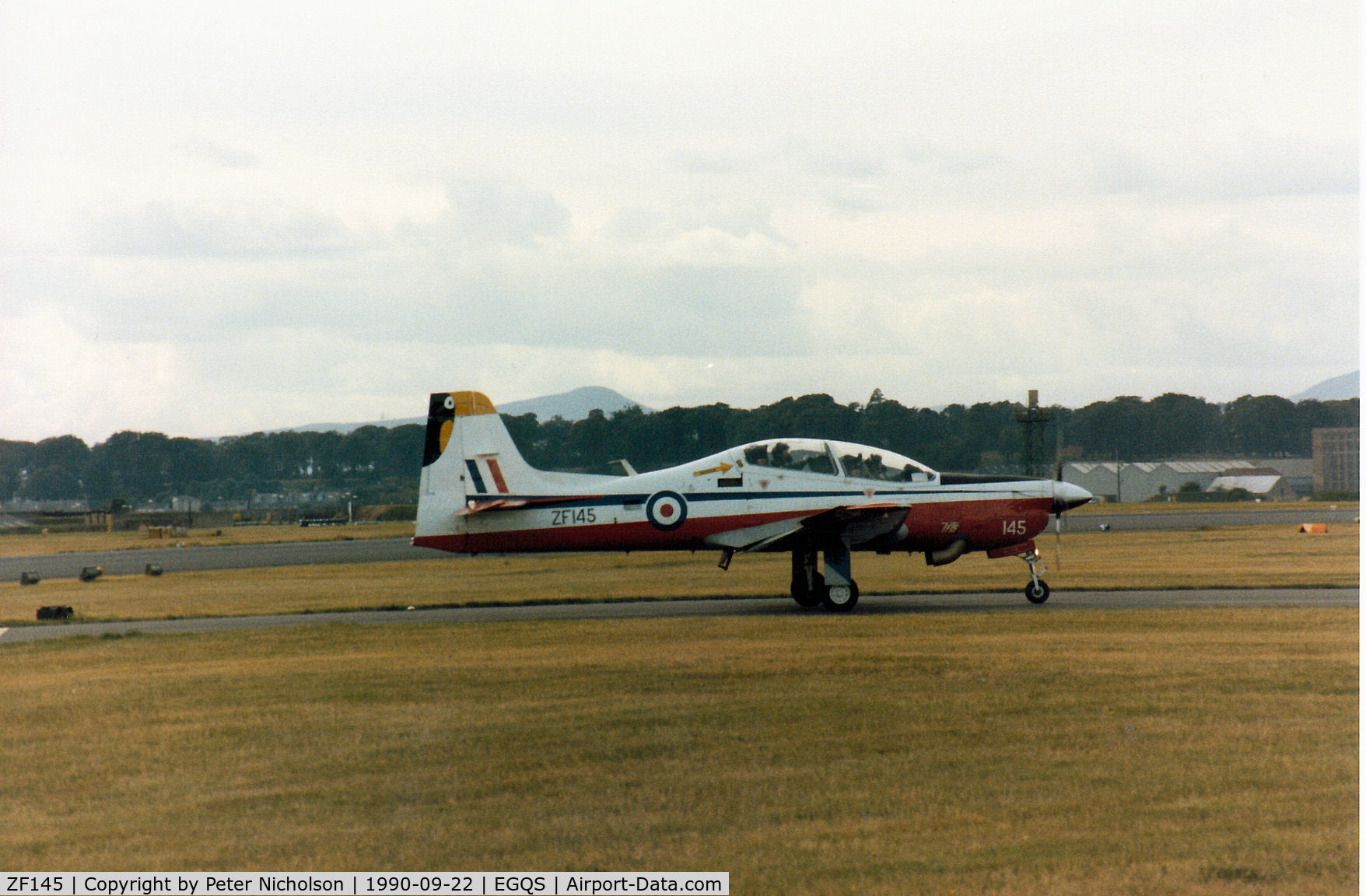 ZF145, 1988 Short S-312 Tucano T1 C/N S011/T11, Tucano T.1 of 7 Flying Training School at RAF Church Fenton on display at the 1990 RAF Leuchars Airshow.