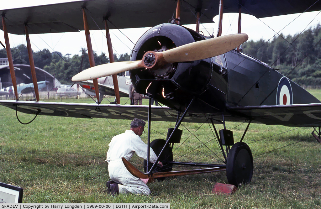 G-ADEV, 1918 Avro 504K C/N R3/LE/61400, Avro 504K at Old Warden in 1969.