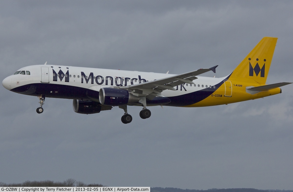 G-OZBW, 2001 Airbus A320-214 C/N 1571, Monarch Airlines 2001 Airbus A320-214, c/n: 1571 at East Midlands