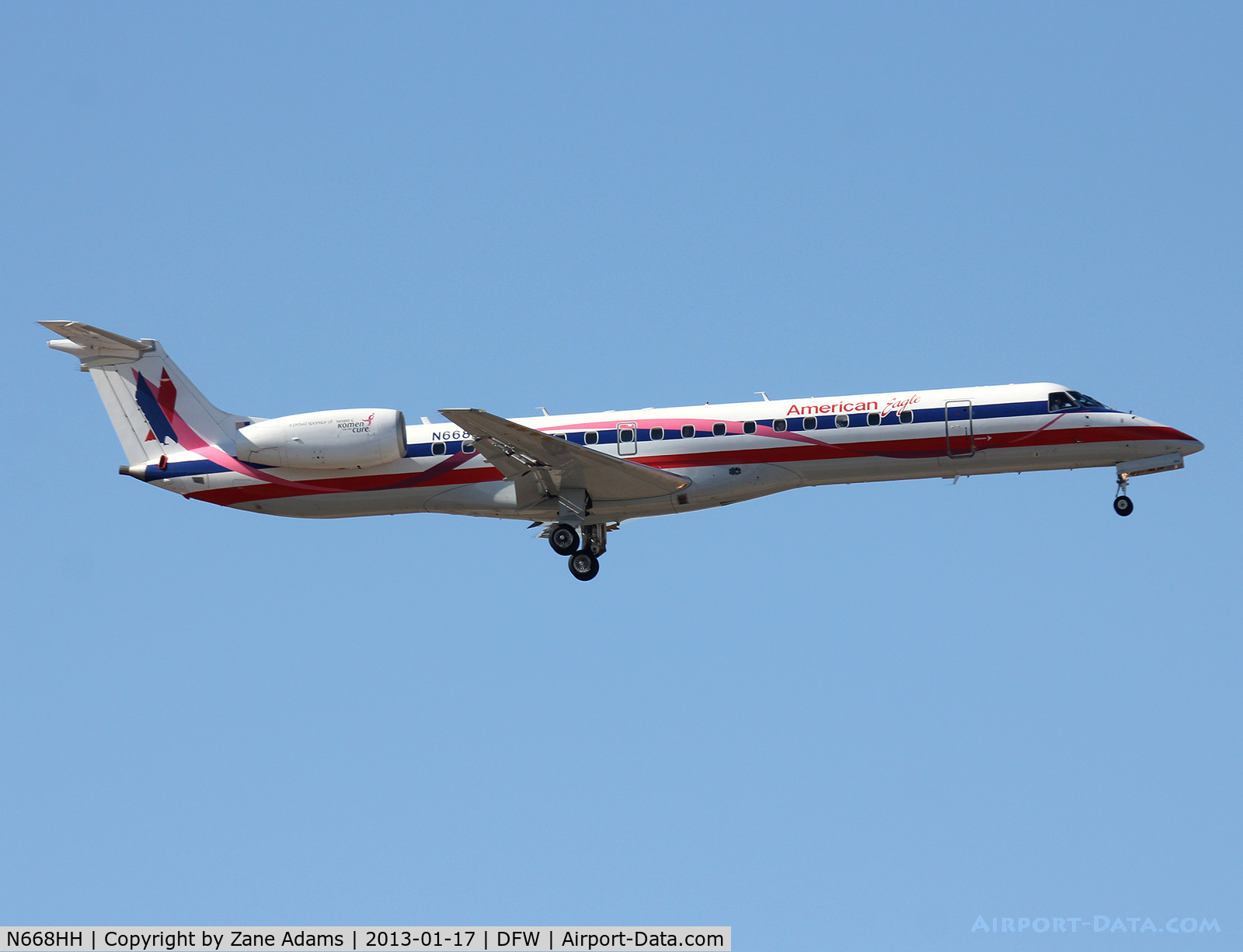 N668HH, 2004 Embraer ERJ-145LR (EMB-145LR) C/N 145785, American Eagle landing at DFW Airport