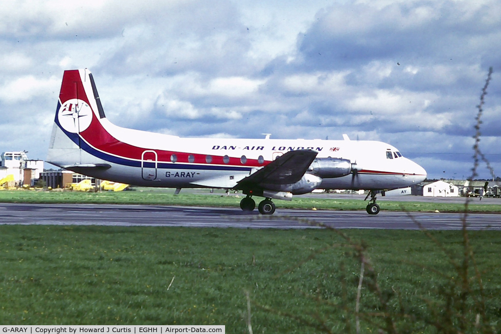 G-ARAY, 1961 Hawker Siddeley Avro 748-101 Sr1A C/N 1535, Dan-Air. May 1982.