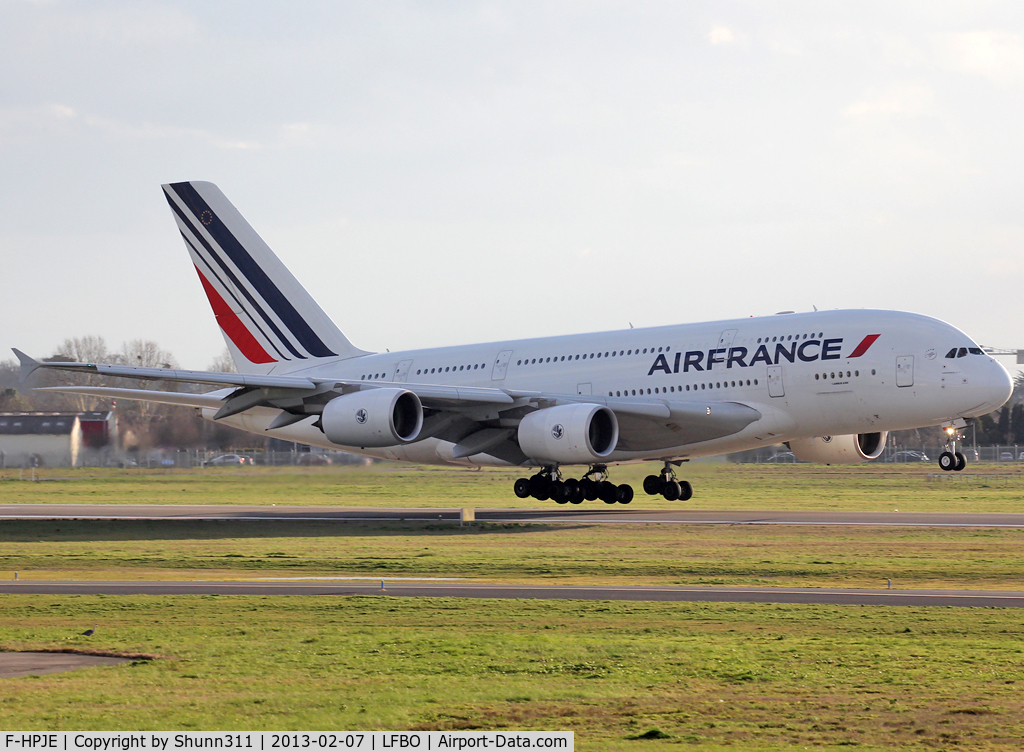 F-HPJE, 2010 Airbus A380-861 C/N 052, Landing rwy 32R after test flight from Air France facility and maintenance...