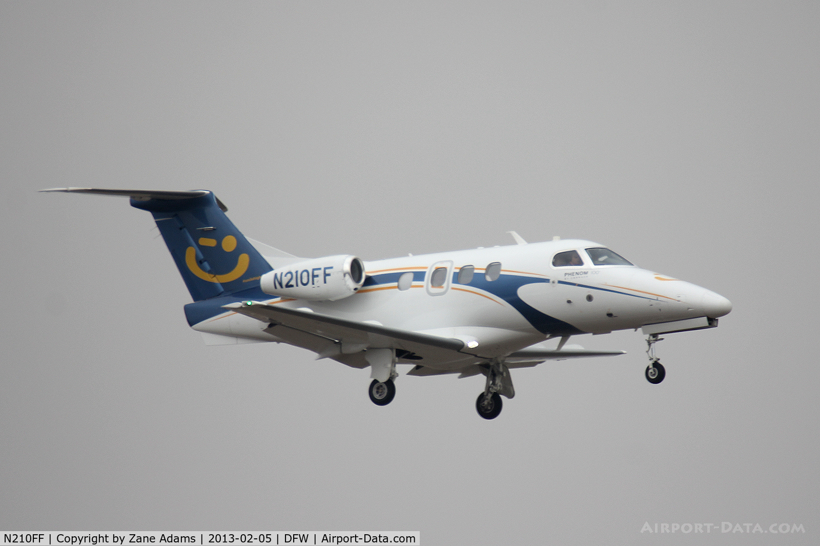 N210FF, 2009 Embraer EMB-500 Phenom 100 C/N 50000088, Landing at DFW Airport