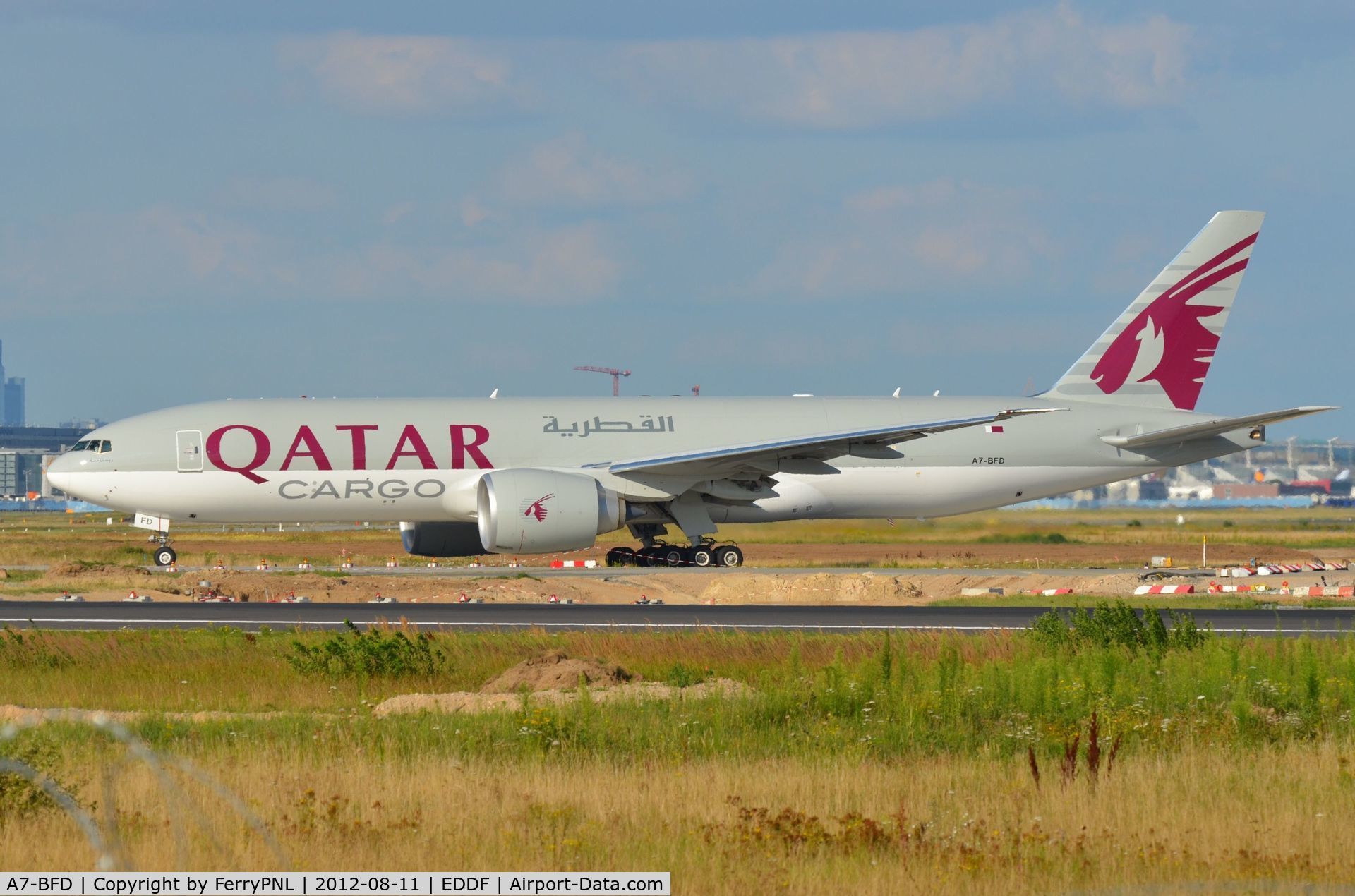 A7-BFD, 2012 Boeing 777-FDZ C/N 41427, New Qatar B772 Freighter taxying for take-off