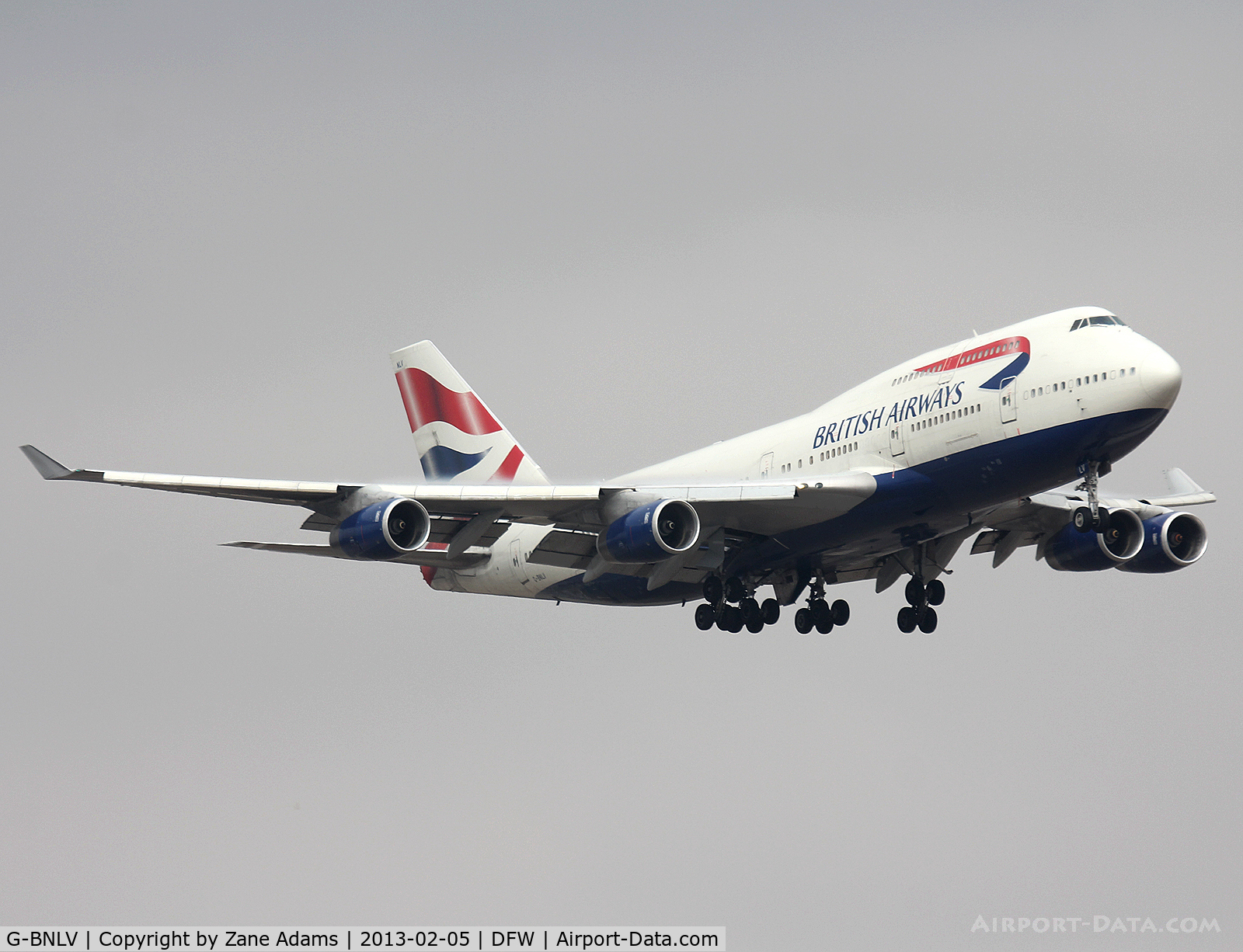 G-BNLV, 1992 Boeing 747-436 C/N 25427, British Airways arriving at DFW Airport