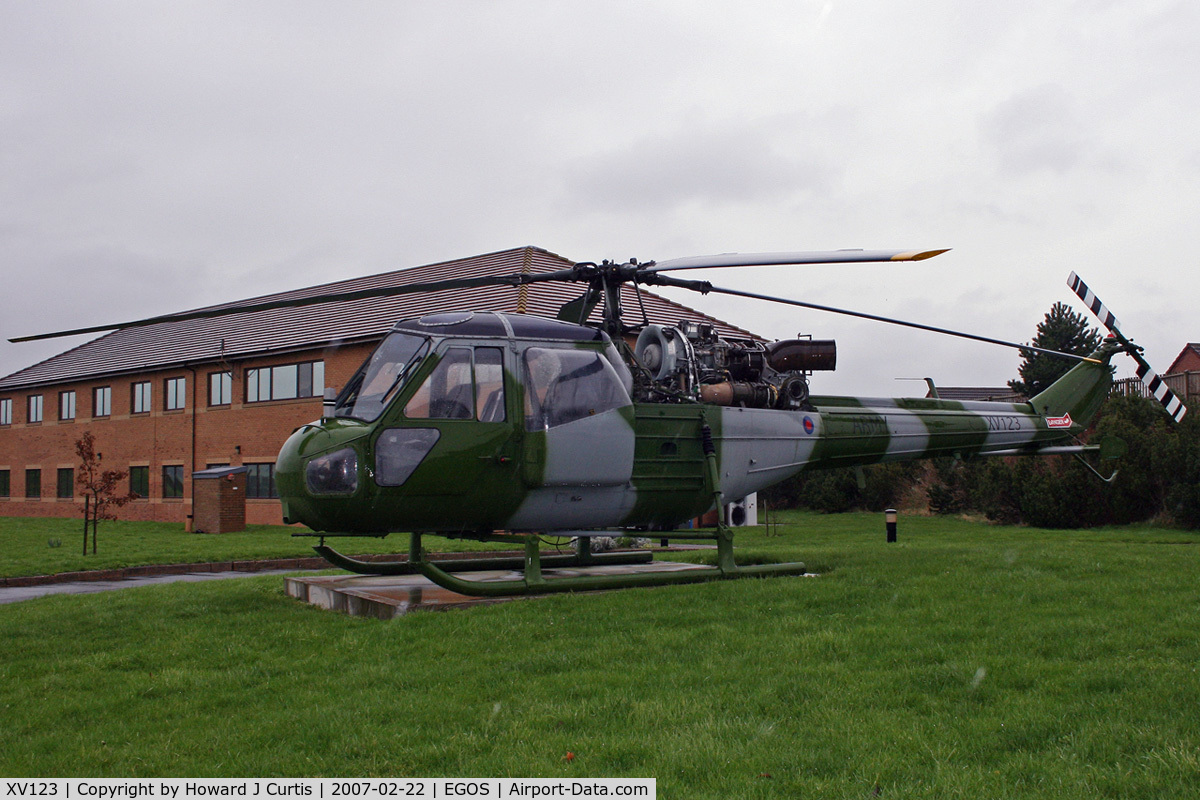 XV123, 1966 Westland Scout AH.1 C/N F9698, Preserved here.