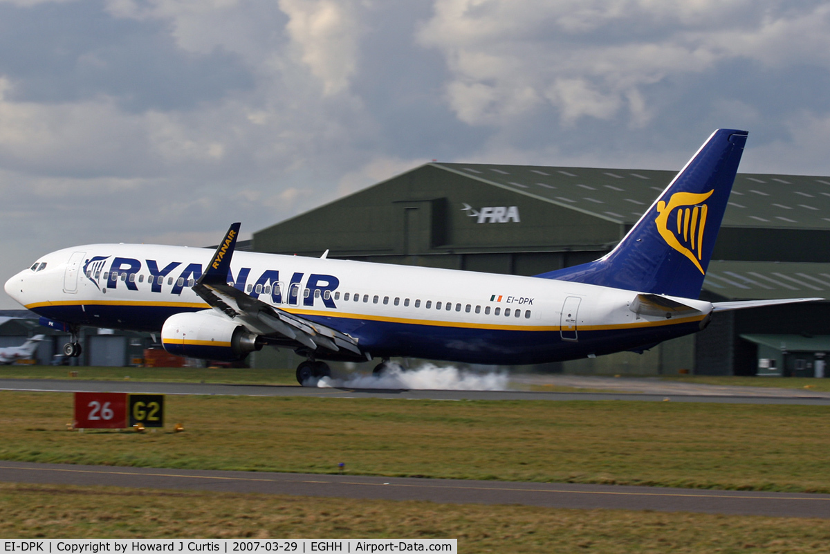 EI-DPK, 2007 Boeing 737-8AS C/N 33610, Ryanair; caught at the moment of touchdown.