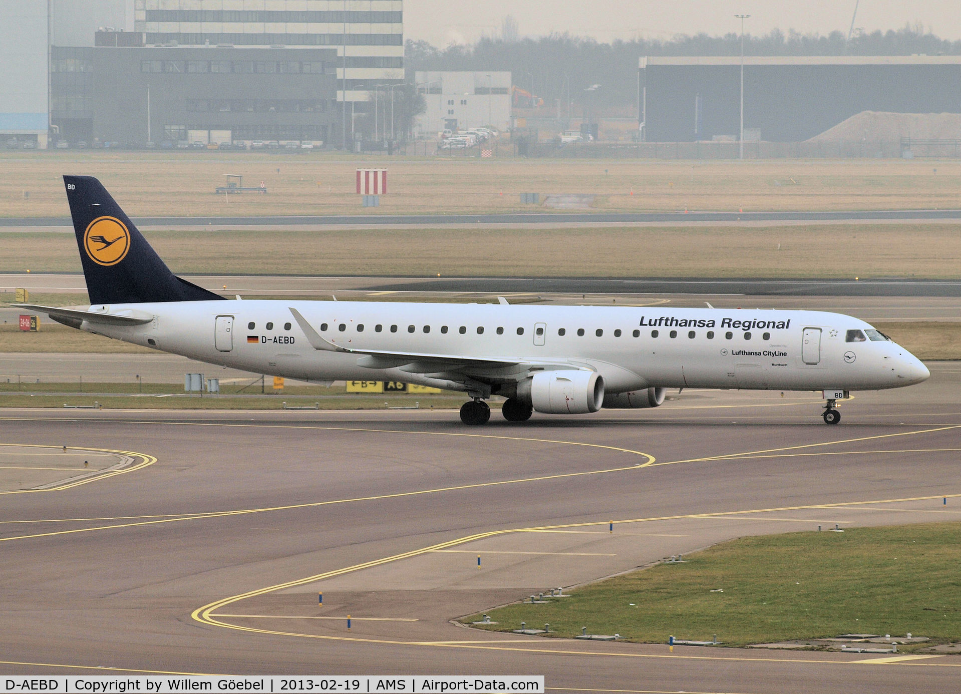 D-AEBD, 2009 Embraer 195LR (ERJ-190-200LR) C/N 19000324, Arrival on Schiphol Airport