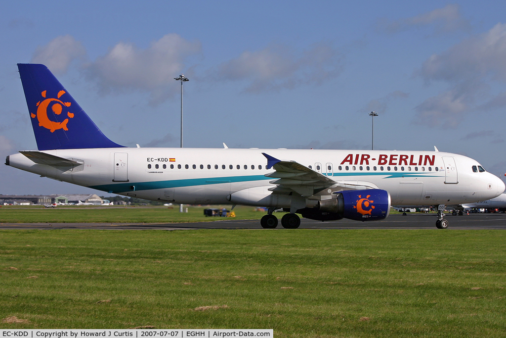 EC-KDD, 2002 Airbus A320-214 C/N 1767, Operated by Iberworld but with Air Berlin titles.