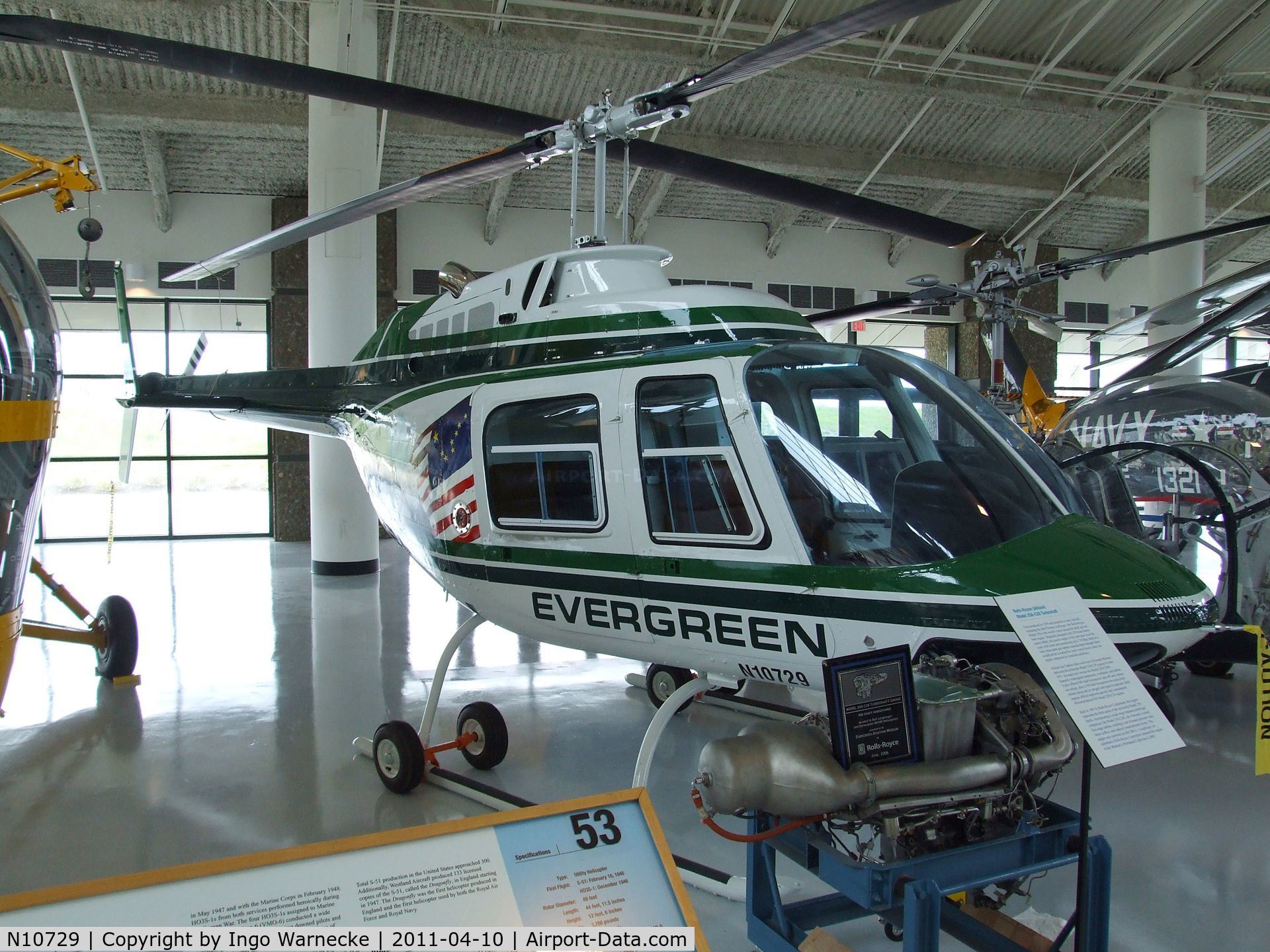 N10729, 1979 Bell 206B JetRanger III C/N 2876, Bell 206B JetRanger III at the Evergreen Aviation & Space Museum, McMinnville OR