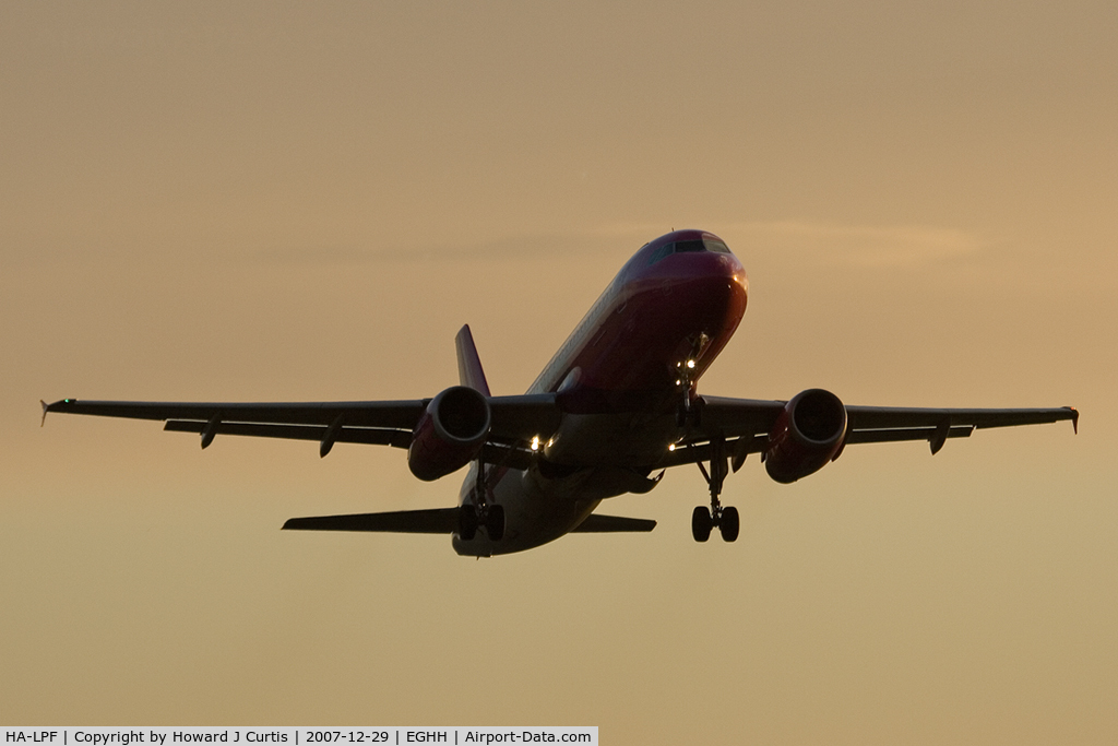 HA-LPF, 2002 Airbus A320-233 C/N 1834, Wizzair, climbing into the sunset.