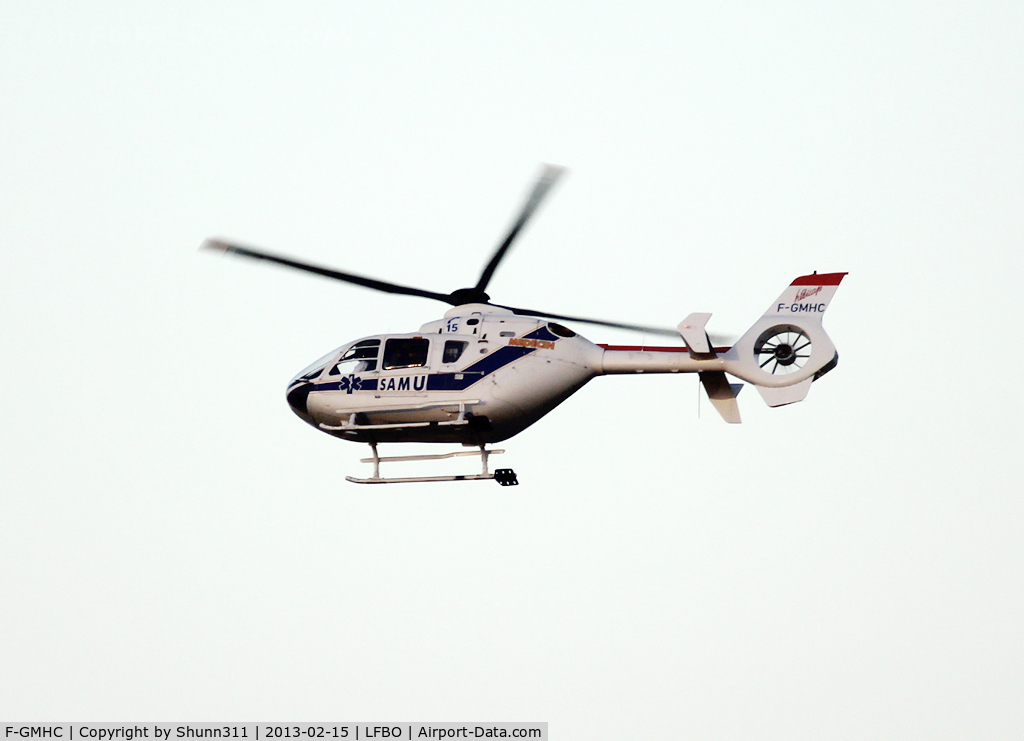 F-GMHC, Eurocopter EC-135T-1 C/N 0036, Taking off from 'Fato 32' after refuelling...