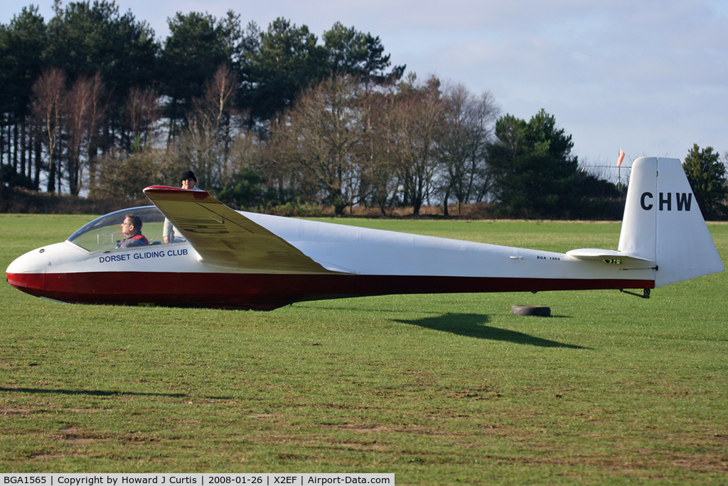 BGA1565, 1969 Schleicher ASK-13 C/N 13187, Dorset Gliding Club. At the gliding club field at Eyres Field, Gallows Hill, Dorset. Coded CHW and became G-DCHW later in 2008.