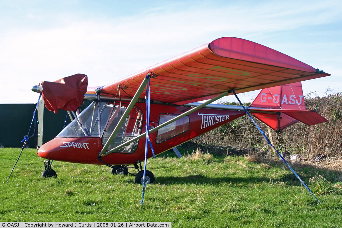 G-OASJ, 2003 Thruster T600N 450 C/N 0037-T600N-090, Privately owned. At the Newton Peveril airstrip, Dorset.