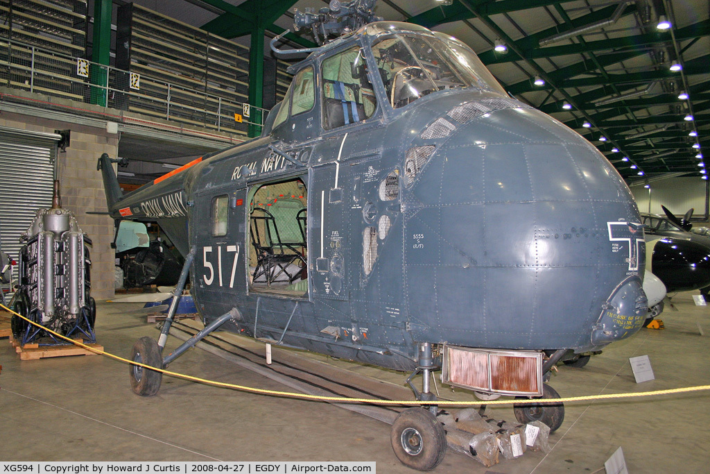 XG594, 1957 Westland Whirlwind HAS.7 C/N WA89, Royal Navy, coded 517. In the FAA Museum's Cobham Hall storage and restoration facility.