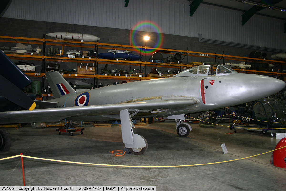 VV106, 1948 Supermarine 510 C/N Not found VV106, In the FAA Museum's Cobham Hall storage and restoration facility.