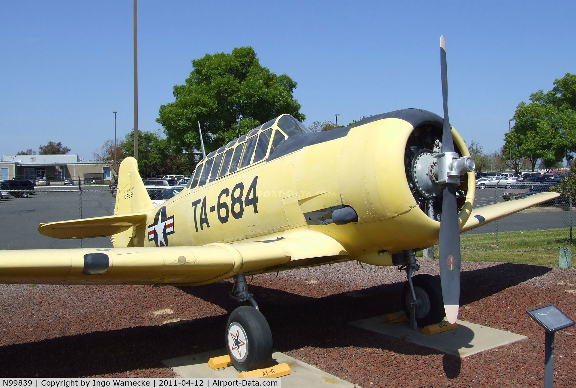N99839, North American Harvard II C/N 66-2684, North American Harvard II (displayed as post-war AT-6 Texan 02-684/TA-684) at the Castle Air Museum, Atwater CA