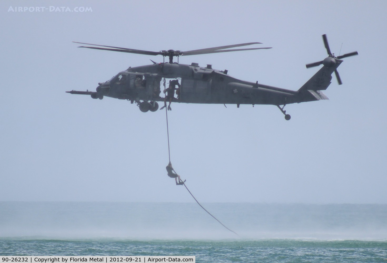 90-26232, 1990 Sikorsky HH-60L Black Hawk C/N 701599, HH-60L air rescue demo over Cocoa Beach