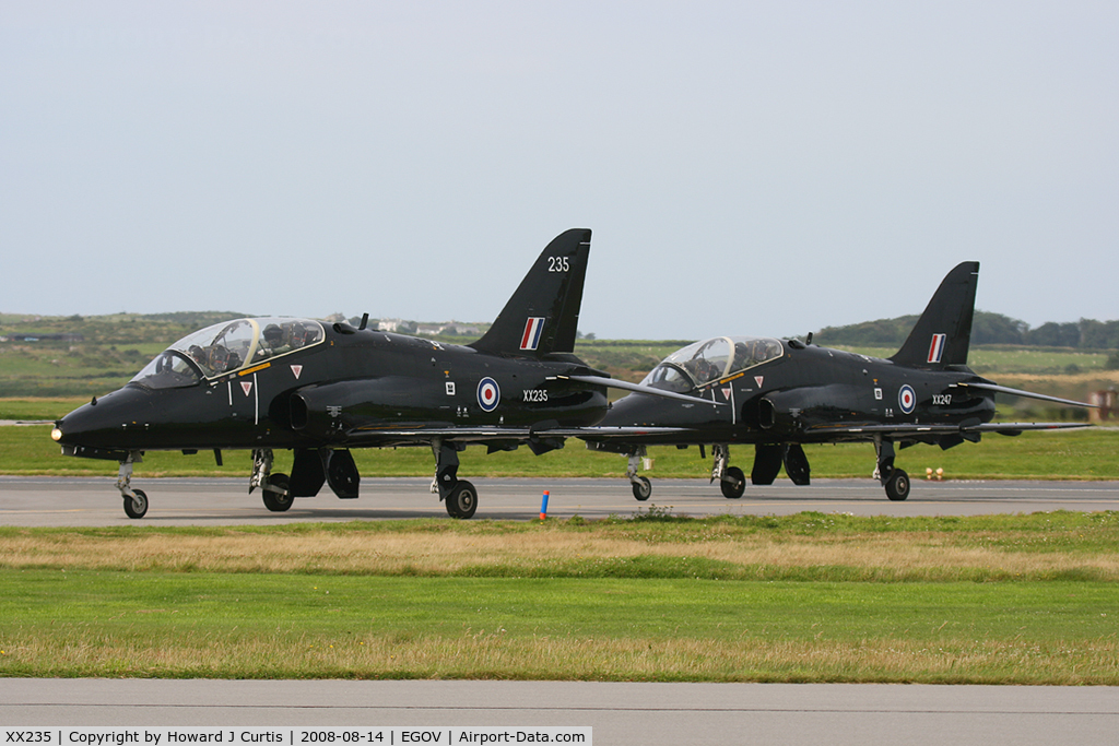 XX235, 1978 Hawker Siddeley Hawk T.1W C/N 071/312071, Hawk T1W XX235 with XX247, both not wearing squadron markings but operated by No.4 FTS.