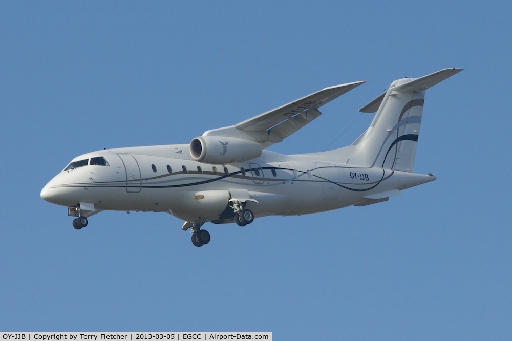 OY-JJB, 2002 Fairchild Dornier 328-300 328JET C/N 3199, Vistor for the EUFA Champions League match between Manchester United and Real 
Madrid