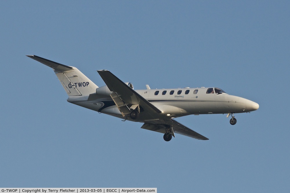 G-TWOP, 2008 Cessna 525A CitationJet CJ2+ C/N 525A-0397, Vistor for the EUFA Champions League match between Manchester United and Real 
Madrid