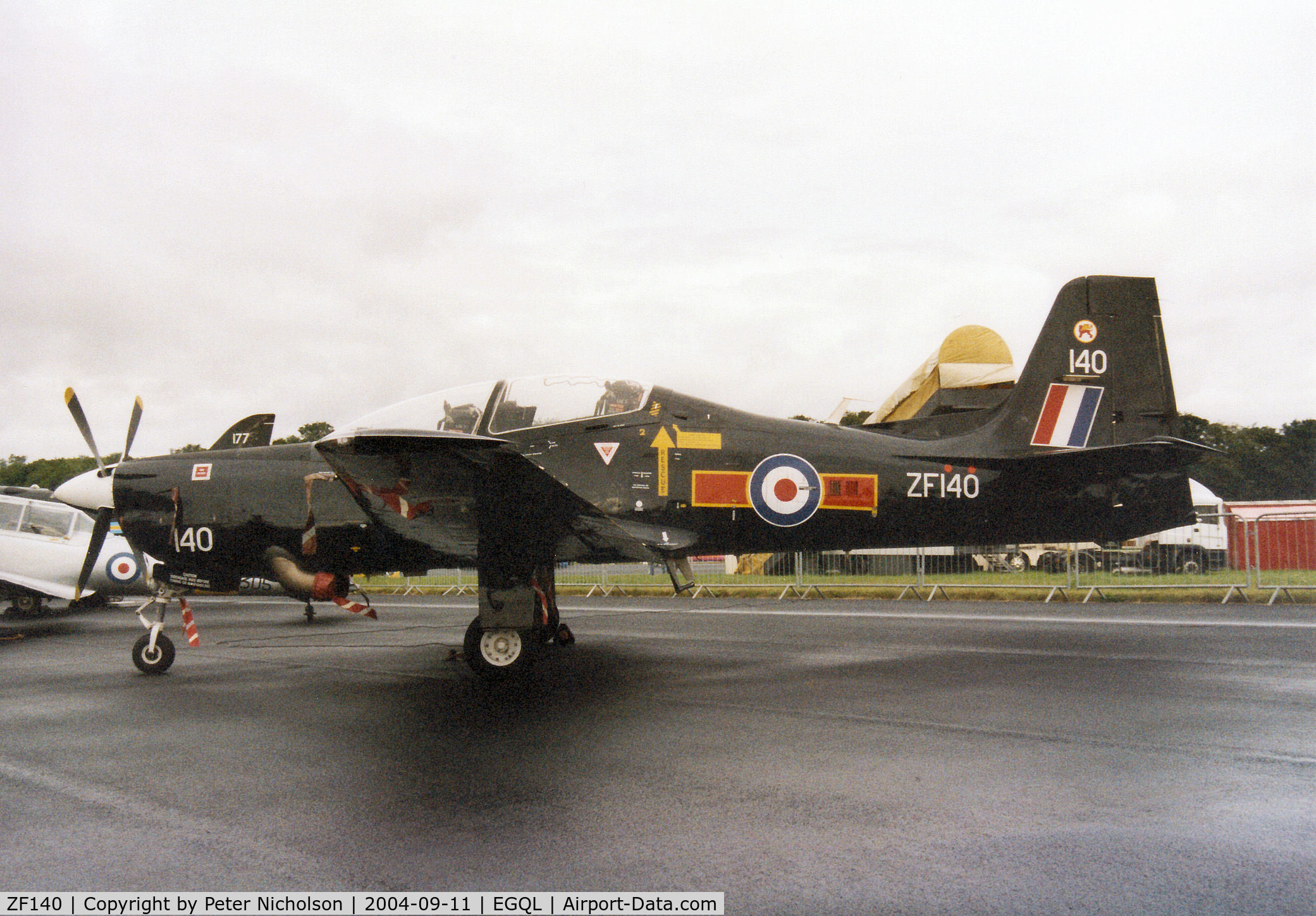 ZF140, 1988 Short S-312 Tucano T1 C/N S006/T6, Tucano T.1, callsign Blade 1, of 207[Reserve] Squadron on display at the 2004 RAF Leuchars Airshow.