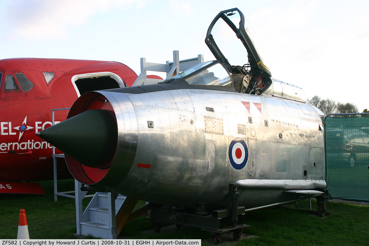 ZF582, English Electric Lightning F.53 C/N 95281, Nose only, preserved at the Bournemouth Aviation Museum.