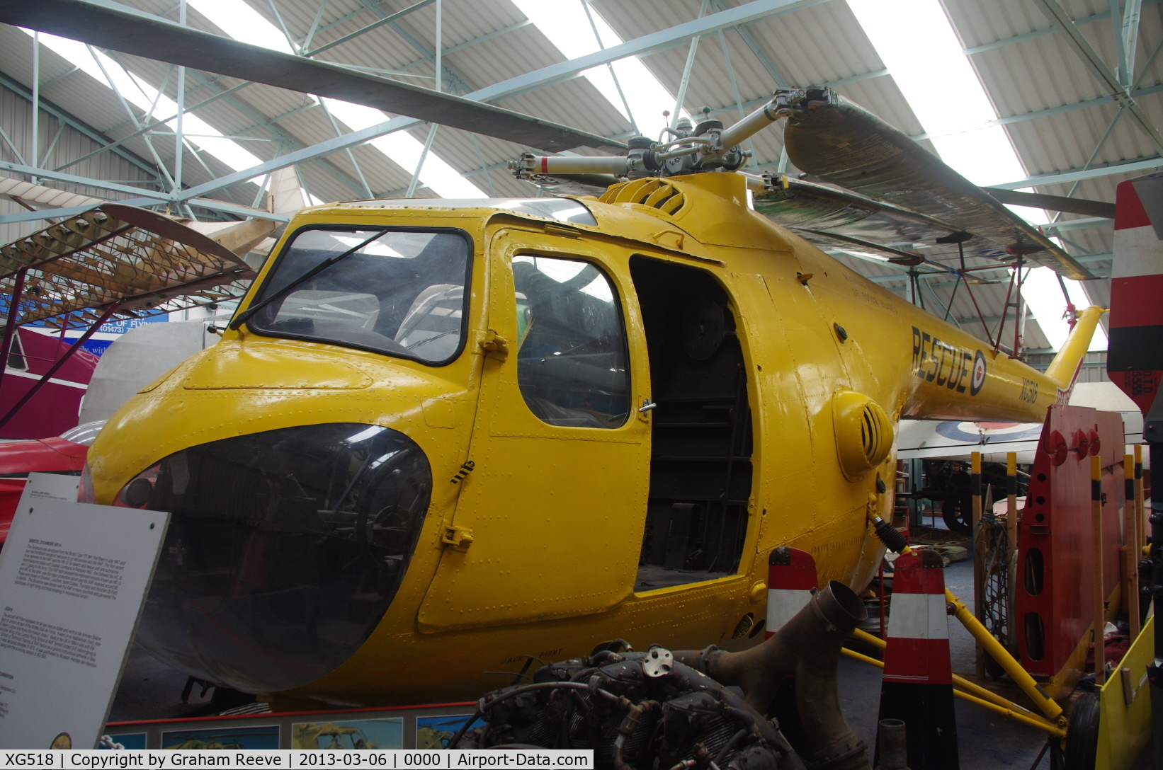 XG518, 1955 Bristol 171 Sycamore HR.14 C/N 13372, Preserved at the Norfolk and Suffolk Aviation Museum, Flixton.