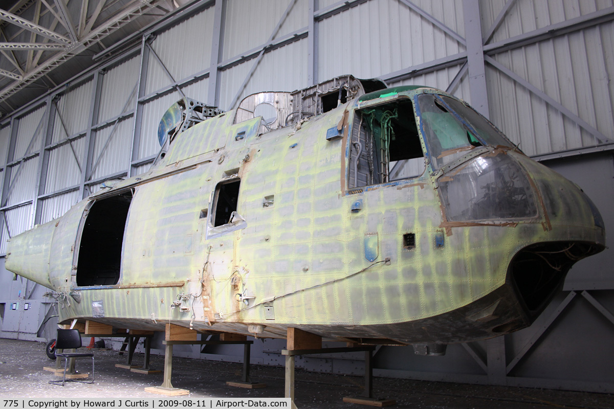 775, 1975 Westland Sea King Mk.47 C/N WA824, At the Air Engineering & Survival School, Gosport, Hampshire. Ex Egyptian Air Force, in store.