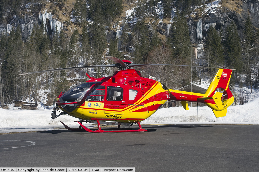 OE-XRS, 1998 Eurocopter EC-135T-1 C/N 0050, This SHS helicopter is used for the 2013 winter season by Air Glaciers on behalf of the Touring Club Schweiz (TCS) out of the beautifully situated heliport of Lauterbrunnen.