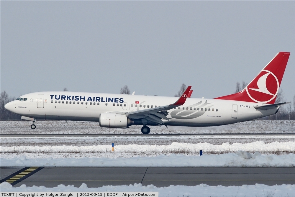 TC-JFT, 1999 Boeing 737-8F2 C/N 29780, Touch down on sunny rwy 26L....
