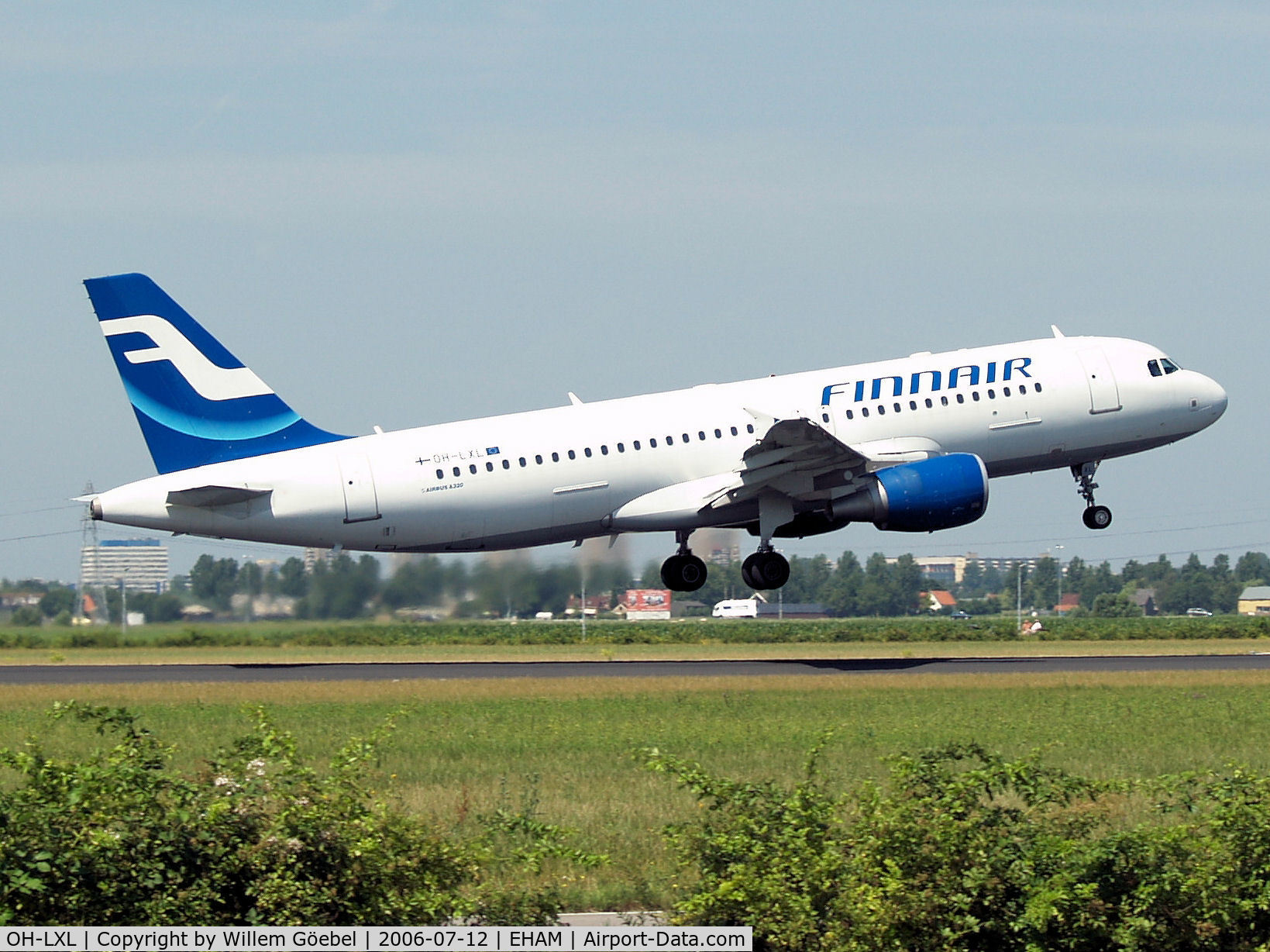 OH-LXL, 2003 Airbus A320-214 C/N 2146, Take off from runway L36 of Schiphol Airport