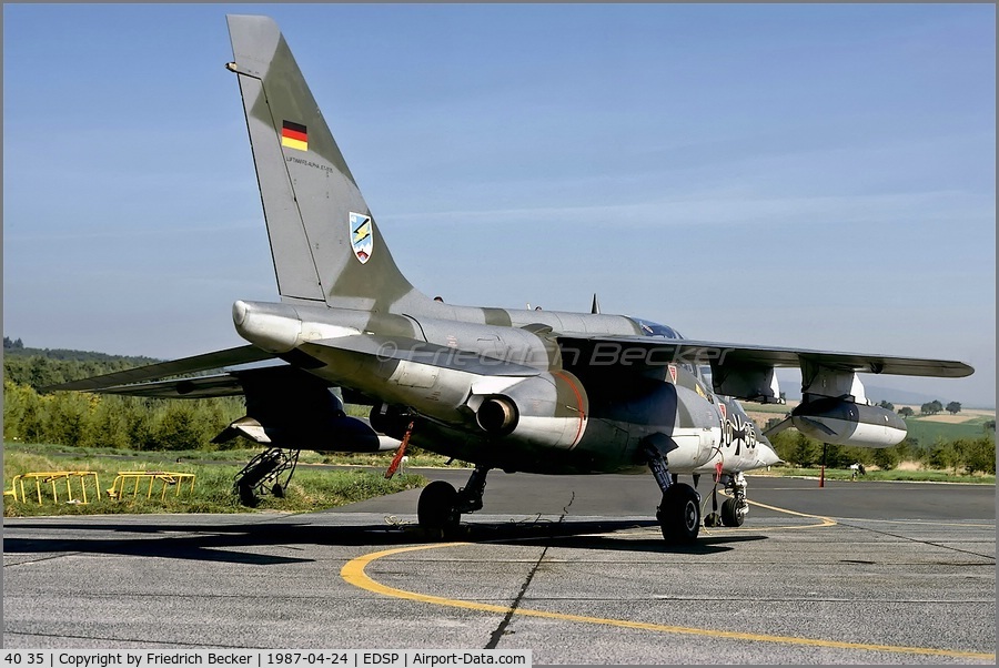 40 35, 1981 Dornier Alpha Jet A C/N 0035, transient at Fligerhorst Pferdsfeld