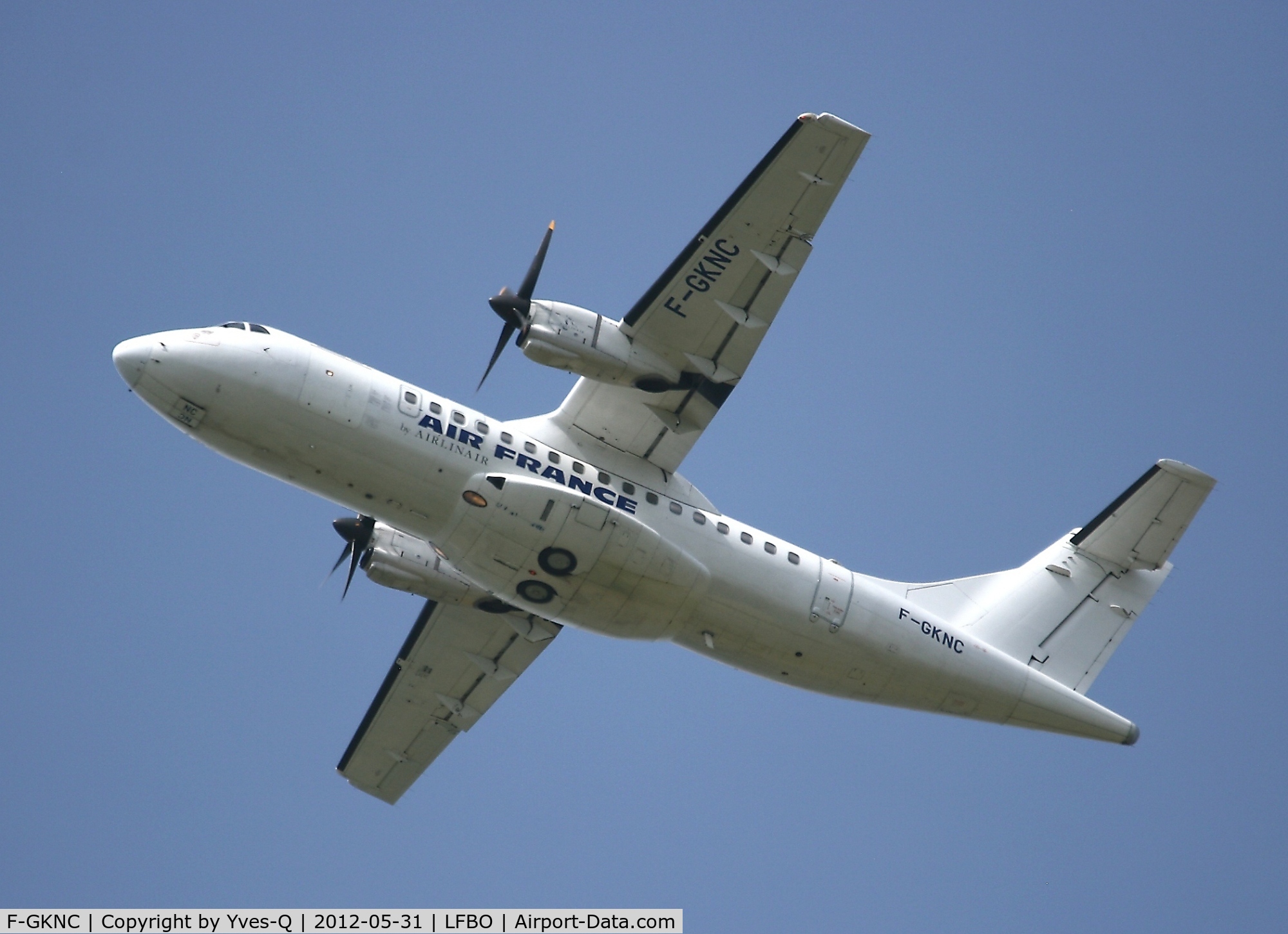 F-GKNC, 1991 ATR 42-300 C/N 230, Air France operated ATR 42-300 takes to the skies from Toulouse Blagnac Airport (LFBO-TLS)