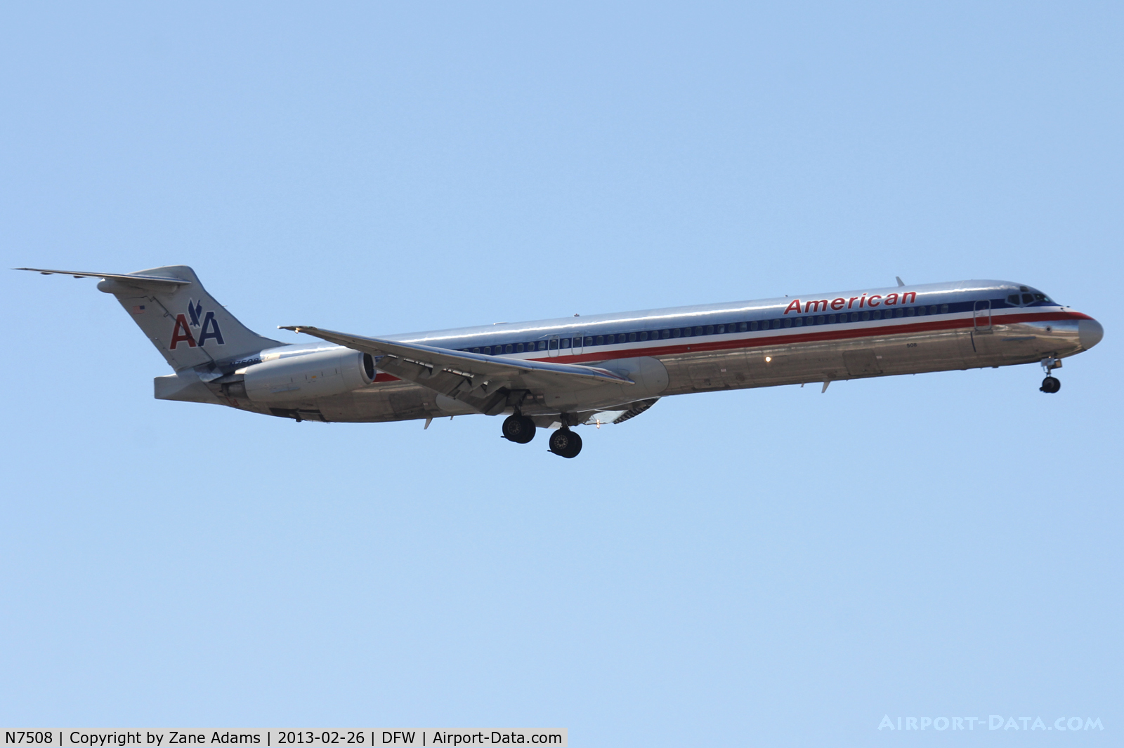 N7508, 1989 McDonnell Douglas MD-82 (DC-9-82) C/N 49802, Landing at DFW Airport