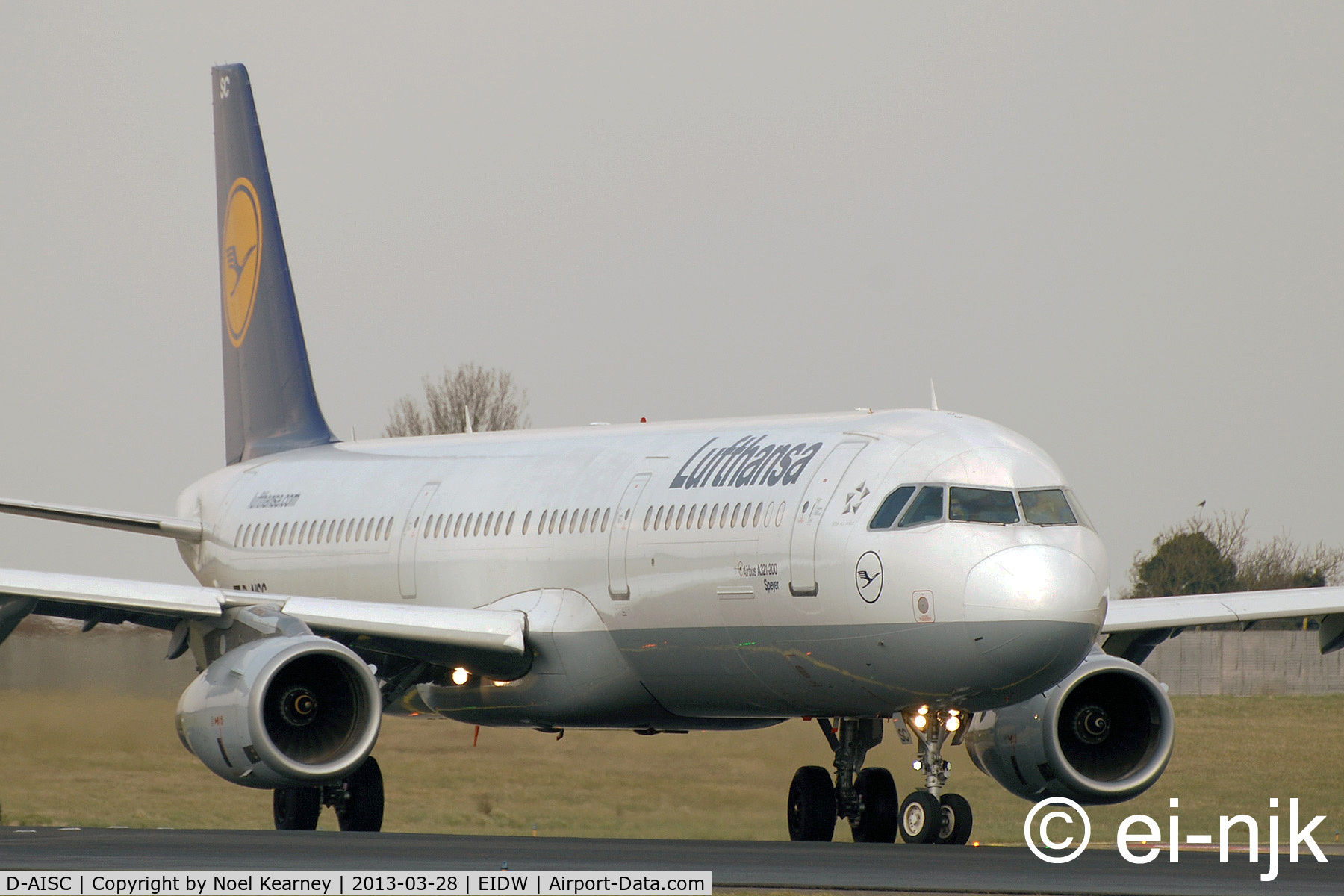 D-AISC, 1999 Airbus A321-231 C/N 1161, Awaiting departure off Rwy 10 at Dublin.