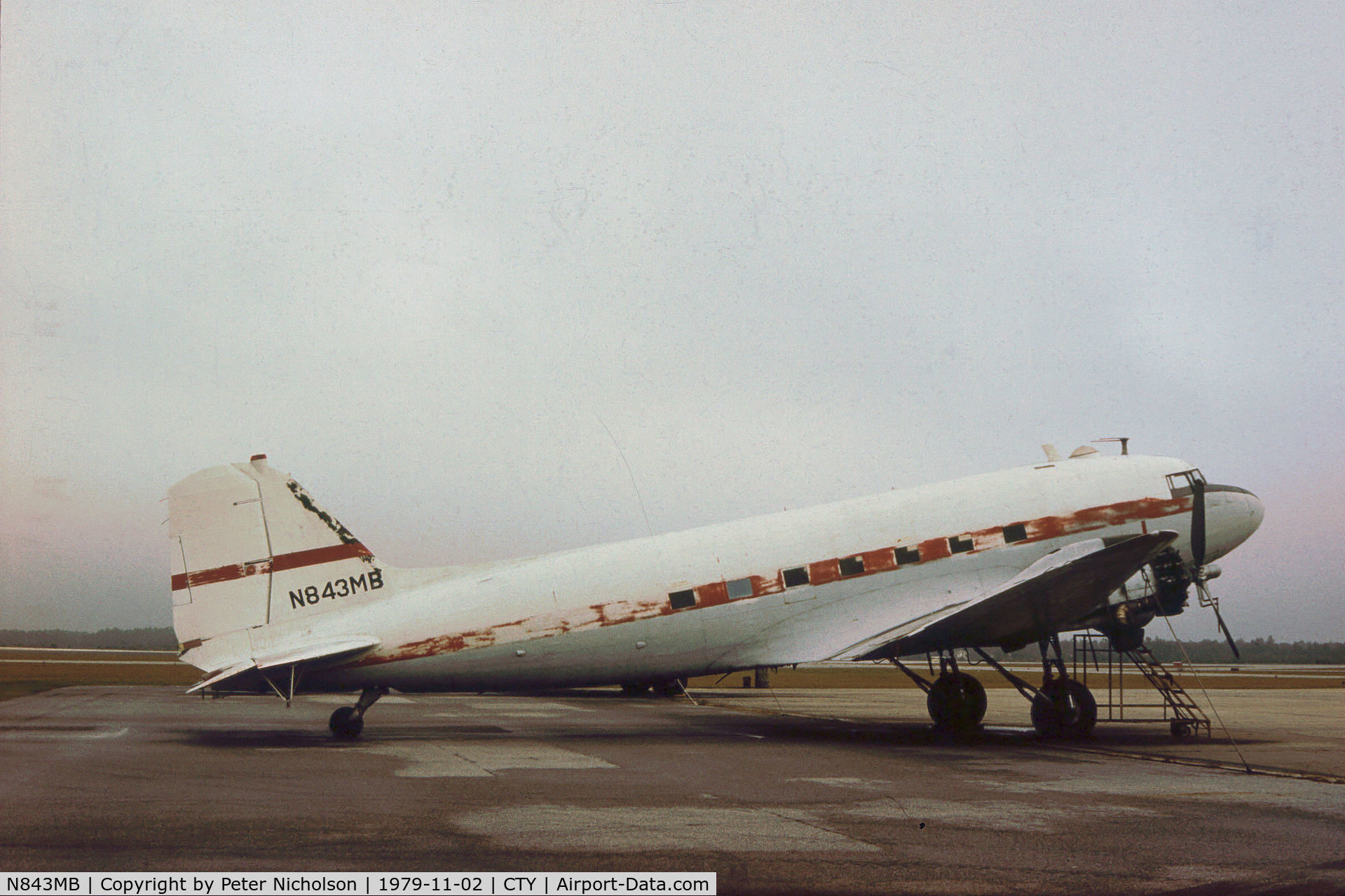 N843MB, 1942 Douglas DC-3 C/N 17218, This DC-3 of Mosquito Control was seen at Panama City Airport in November 1979.