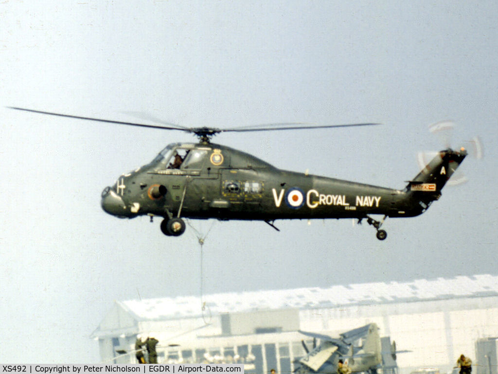 XS492, 1964 Westland Wessex HU.5 C/N WA166, Wessex HU.5 of 848 Squadron in action at the 1972 RNAS Culrose Airshow.