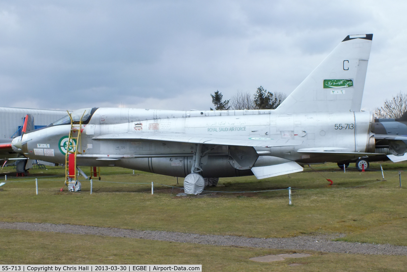 55-713, English Electric Lightning T.55 C/N 95026, preserved at the Midland Air Museum