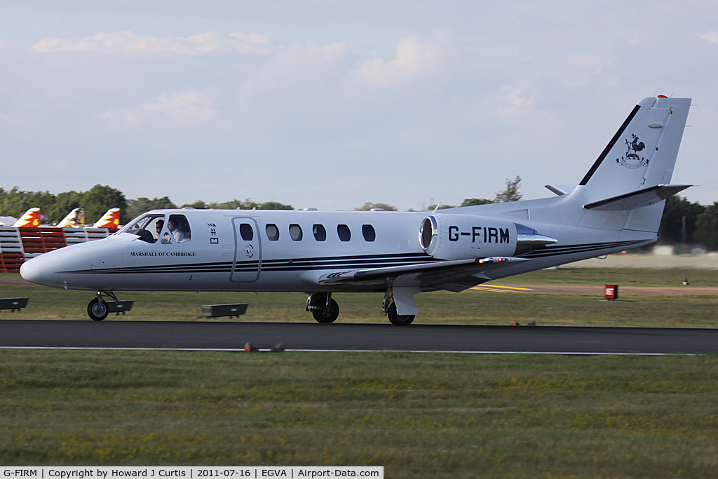 G-FIRM, 2000 Cessna 550B Citation Bravo C/N 550-0940, Departing after RIAT 2011.