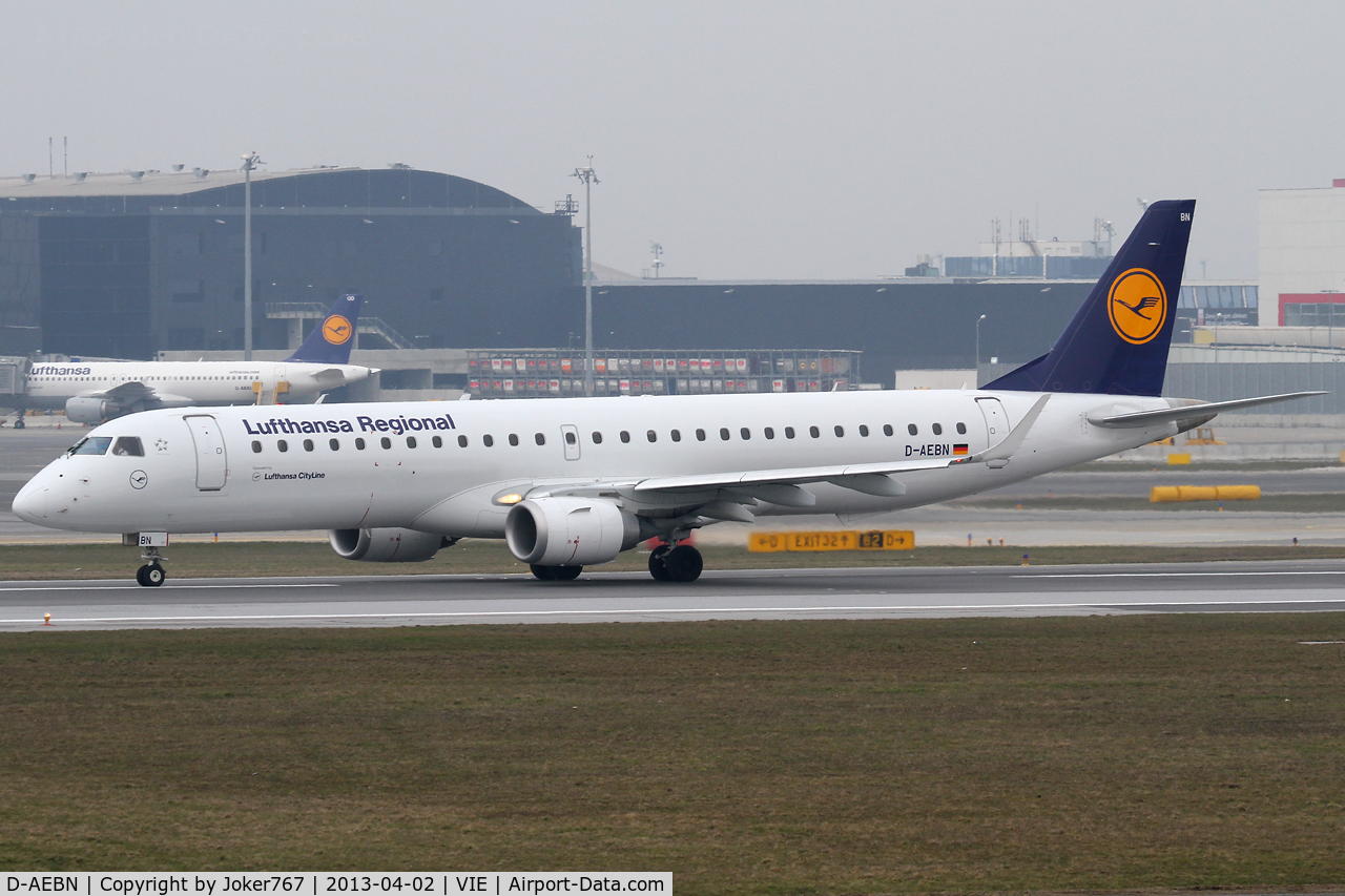 D-AEBN, 2012 Embraer 195LR (ERJ-190-200LR) C/N 19000532, Lufthansa Regional (City Line)