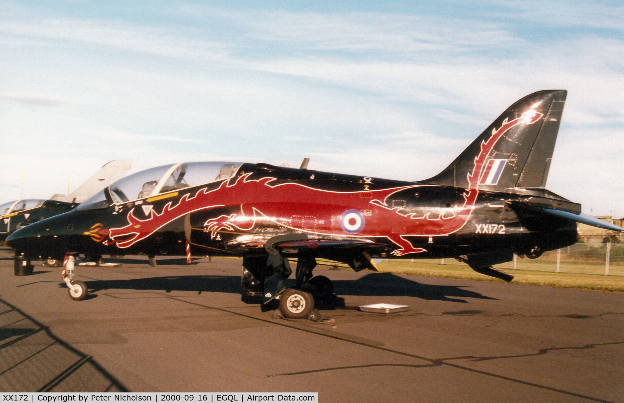 XX172, 1977 Hawker Siddeley Hawk T.1 C/N 019/312019, Hawk T.1, callsign Thunder 2, of 74[Reserve] Squadron on display at the 2000 RAF Leuchars Airshow.