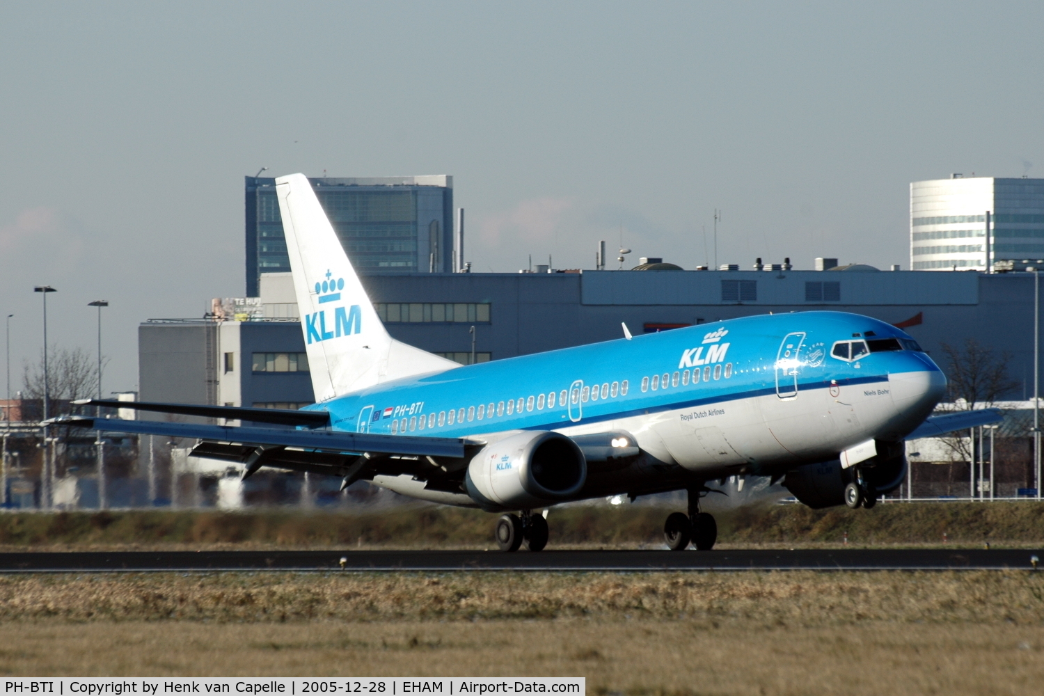 PH-BTI, 1997 Boeing 737-306 C/N 28720, KLM Boeing 737-300 just after touch down at Amsterdam Schiphol airport, the Netherlands.