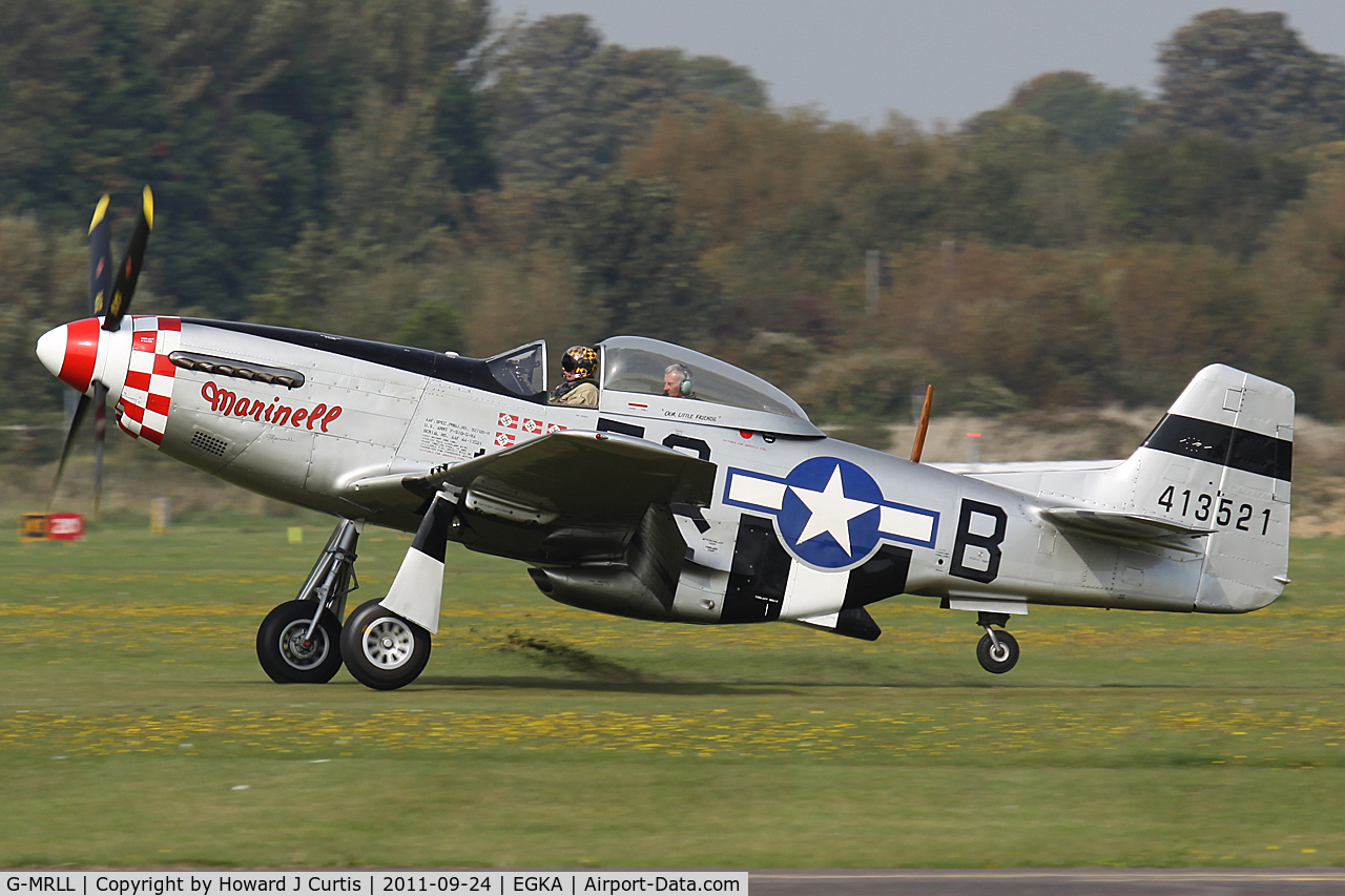 G-MRLL, 1943 North American P-51D Mustang C/N 109-27154, 'Marinell' caught on landing.