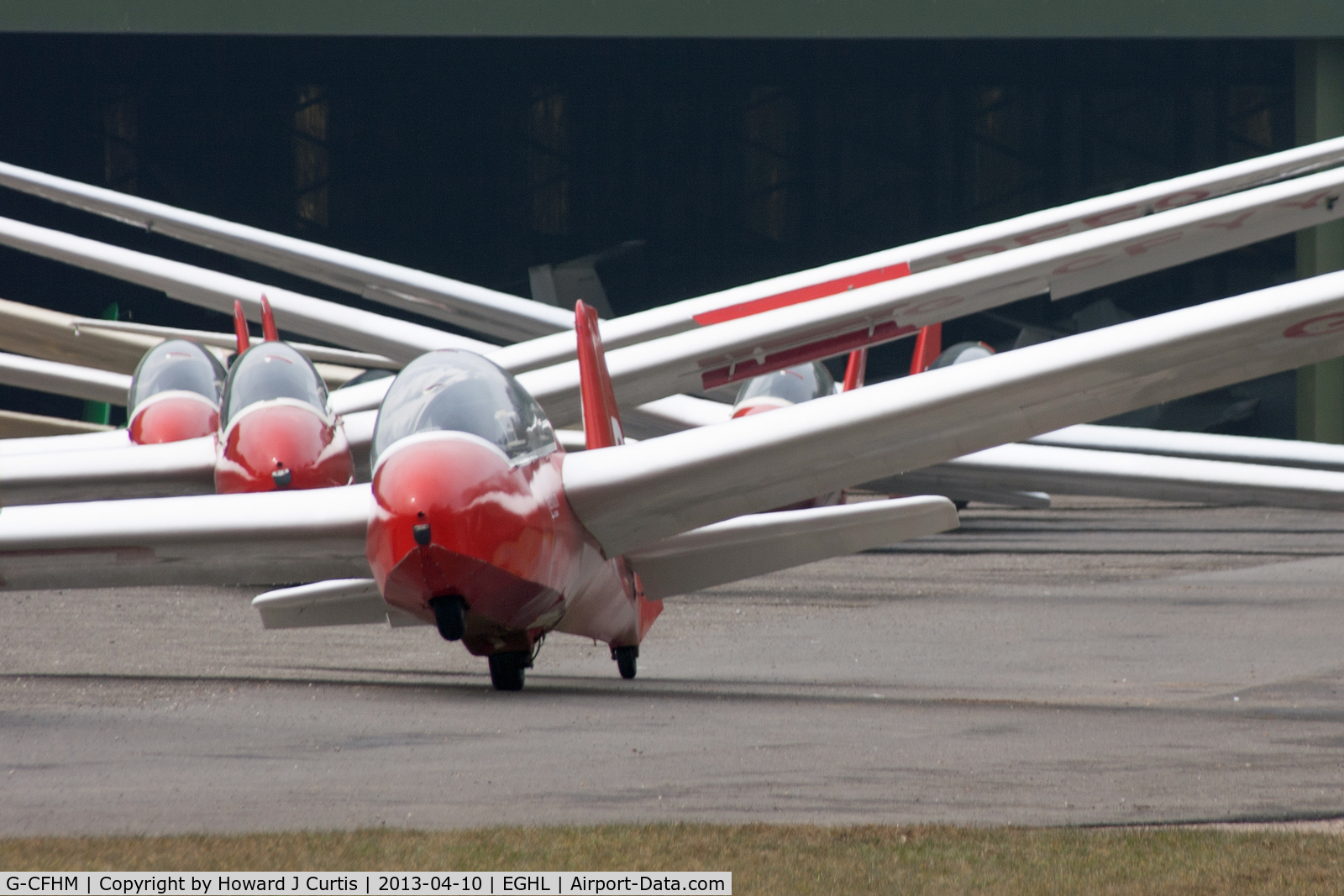 G-CFHM, Schleicher ASK-13 C/N 13662, Lasham Gliding Club. Arty shot of five resident gliders.