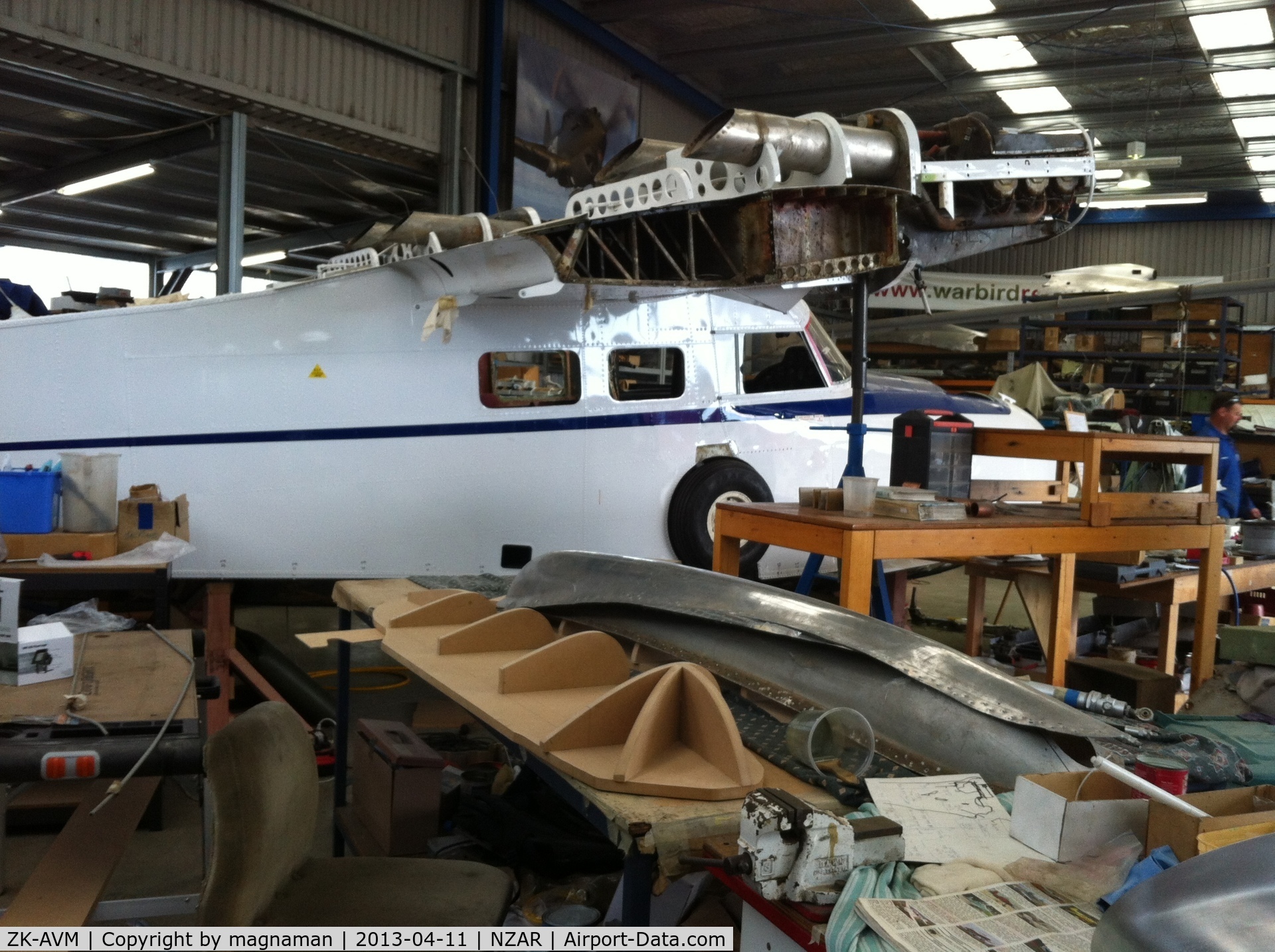 ZK-AVM, Grumman G-44A Widgeon C/N 1466, Now undergoing the refurbishment long awaited in the warbirds restoration hangar.