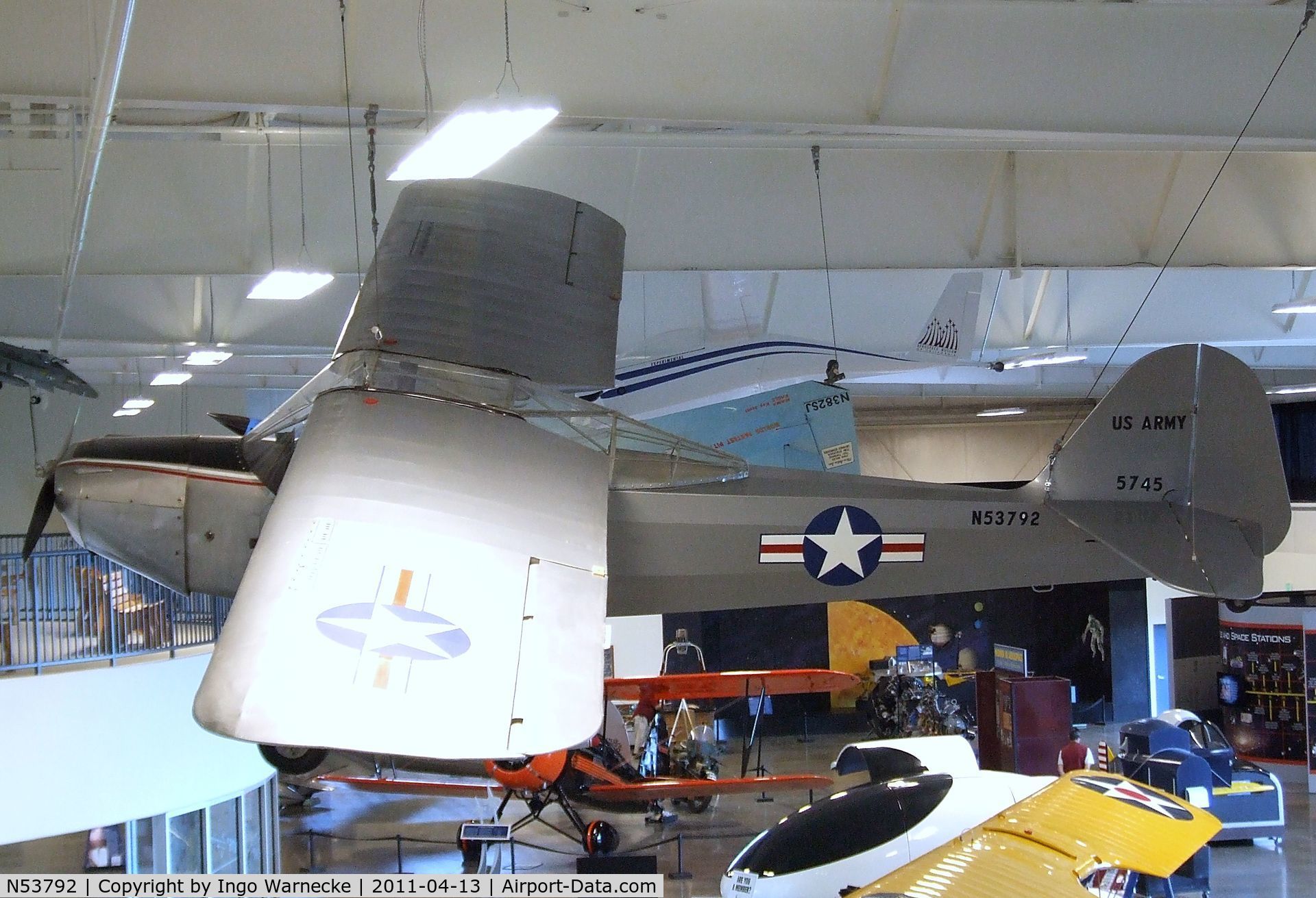 N53792, 1943 Taylorcraft DCO-65 C/N 5745, Taylorcraft DCO-65 (L-2M 'Grashopper') at the Aerospace Museum of California, Sacramento CA